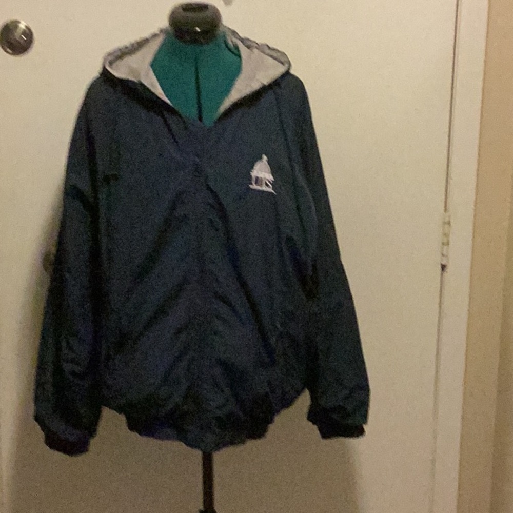 Waterproof Blue Zip front Mens Hooded Jacket Med,pockets WEATHERPROOF Garment Co